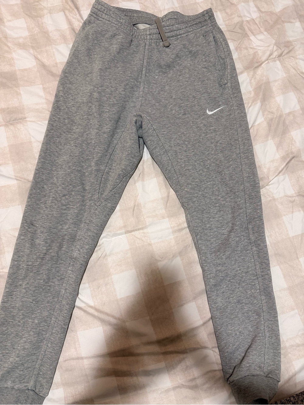 Nike Men’s Gray Sweat Joggers with White Swoosh